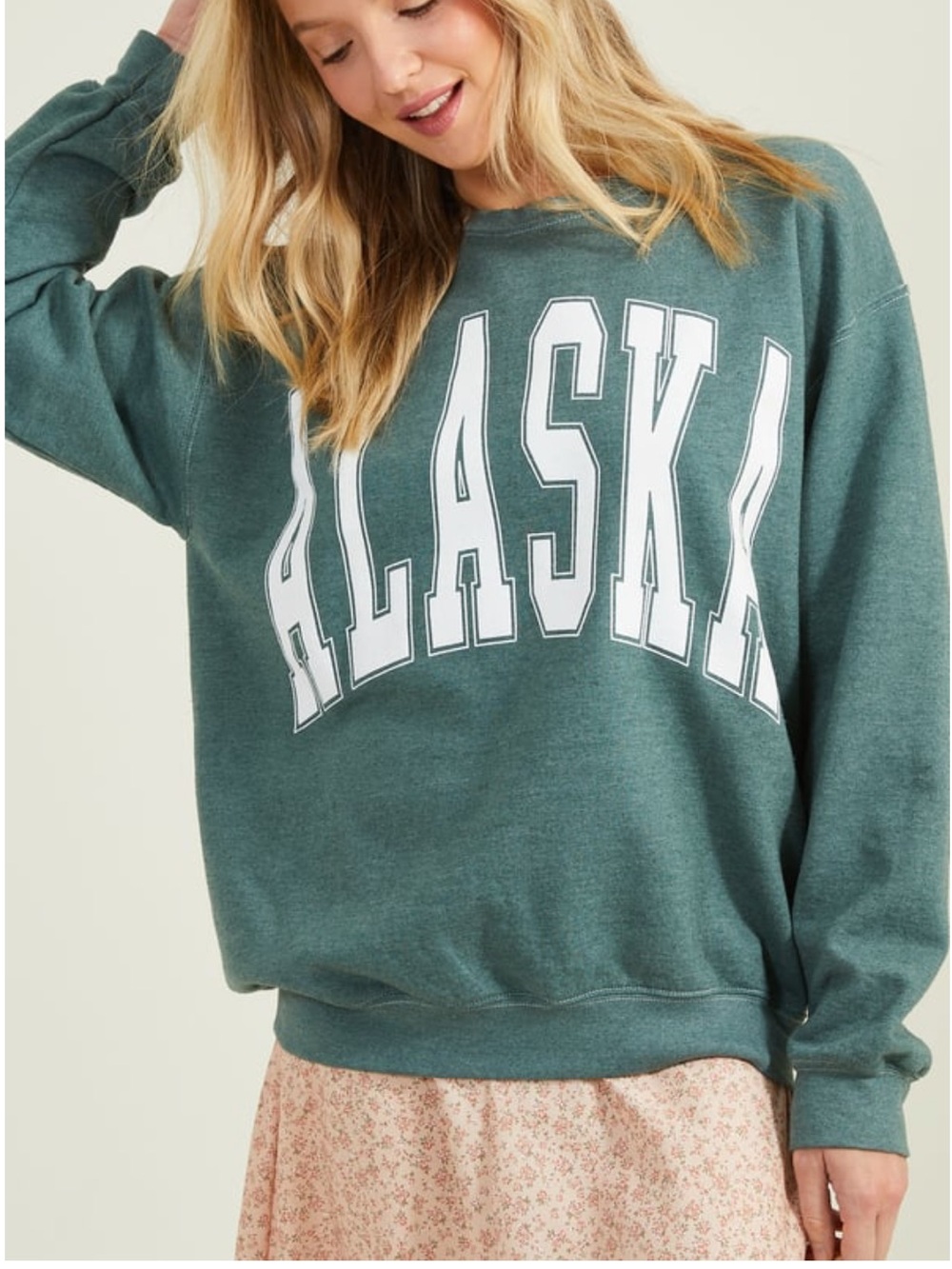 Altar’d State XS/S Cozy Green Alaska Crewneck Sweat-shirt Pull-over Top